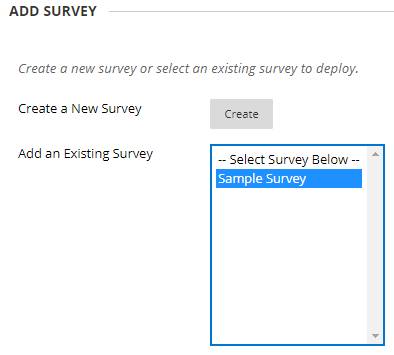 Select an existing survey or create a new survey